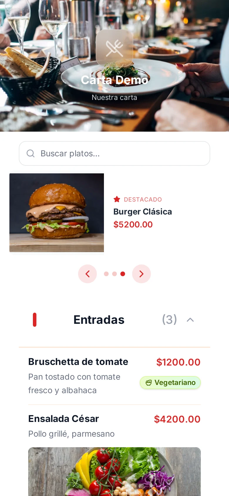 Menú Digital QR en celular